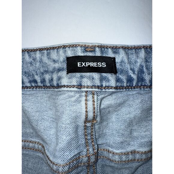 Express Jeans 90s Ankle Boot Mid Rise Light Wash Stretch Raw Hem Distress 14R - Picture 11 of 13